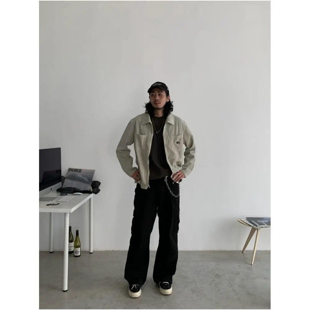 RETRO LOOSE STRAIGHT LEG PARATROOPER PANTS image 4