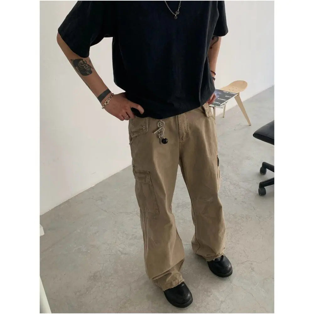 RETRO LOOSE STRAIGHT LEG PARATROOPER PANTS