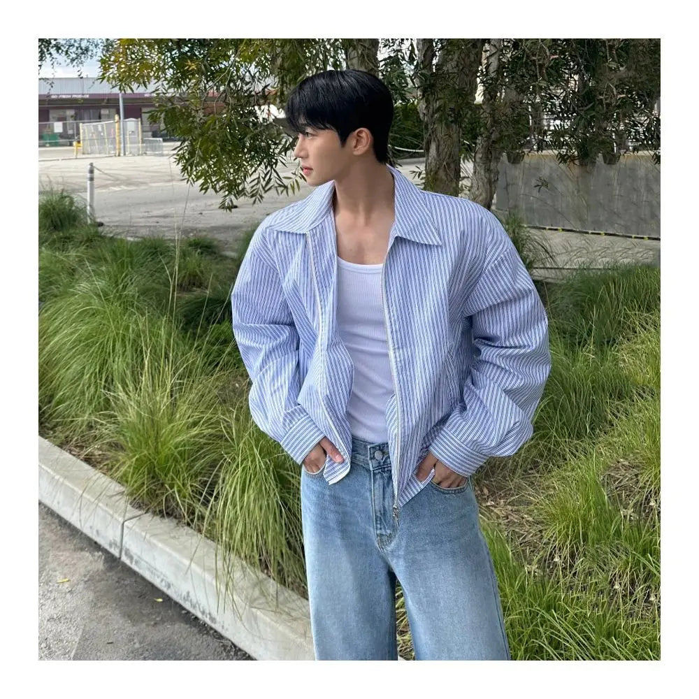 STRIPED CROPPED SHIRT JACKET Mrcyc