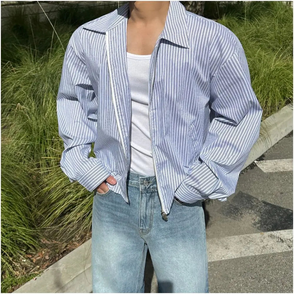 STRIPED CROPPED SHIRT JACKET image 2