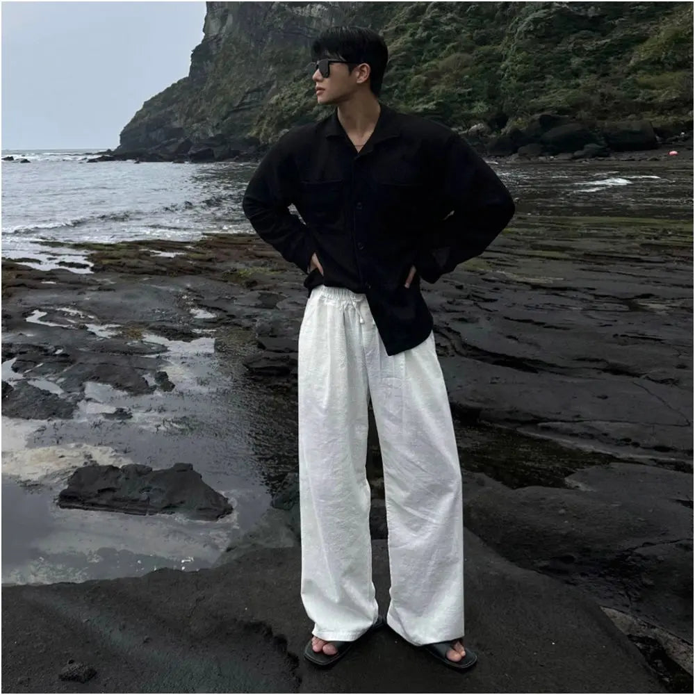 LOOSE FITTING WIDE LEG LINEN TROUSERS Mrcyc