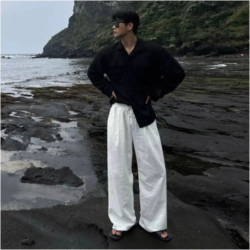LOOSE FITTING WIDE LEG LINEN TROUSERS Mrcyc