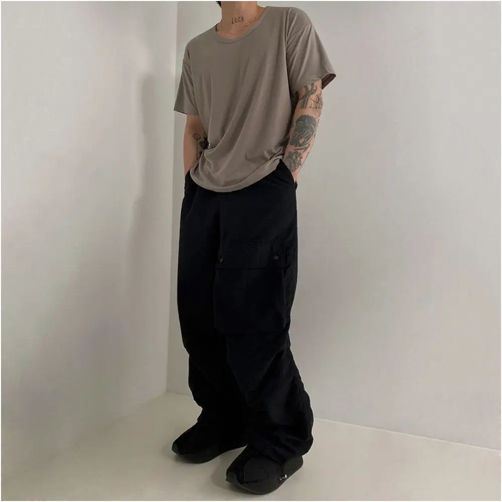 SOLID COLOR LOOSE FIT CREW NECK T SHIRT image 2