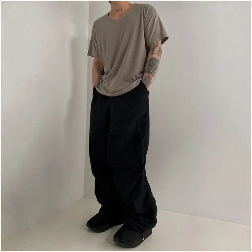 SOLID COLOR LOOSE FIT CREW NECK T SHIRT image 2