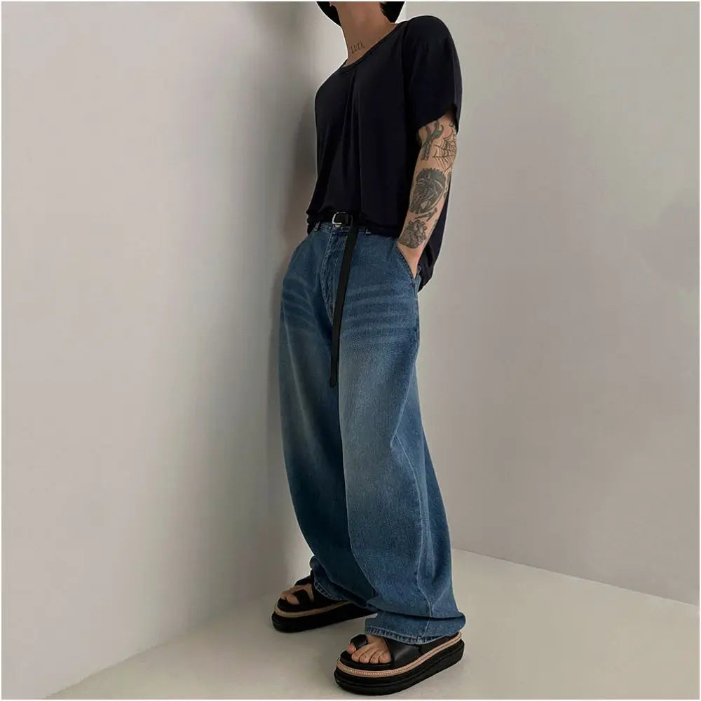 SOLID COLOR LOOSE FIT CREW NECK T SHIRT image 4