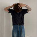 SOLID COLOR LOOSE FIT CREW NECK T SHIRT Mrcyc