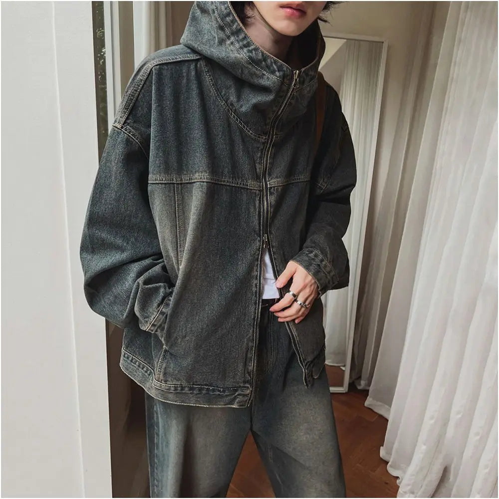 DISTRESSED LOOK LOOSE FIT DENIM HOODED JACKET image 2