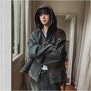 DISTRESSED LOOK LOOSE FIT DENIM HOODED JACKET 其它（服饰）