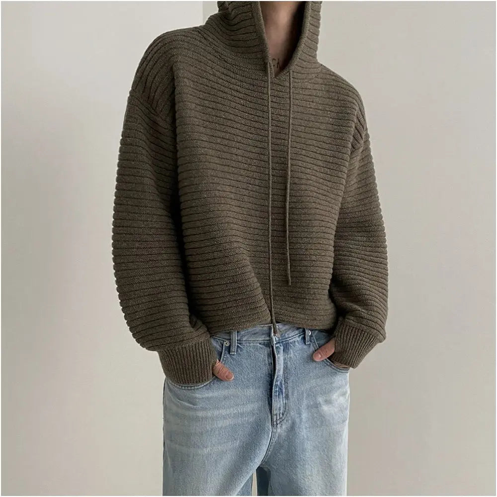 HOODED KNIT PULLOVER SWEATSHIRT Mrcyc