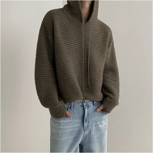 HOODED KNIT PULLOVER SWEATSHIRT Mrcyc