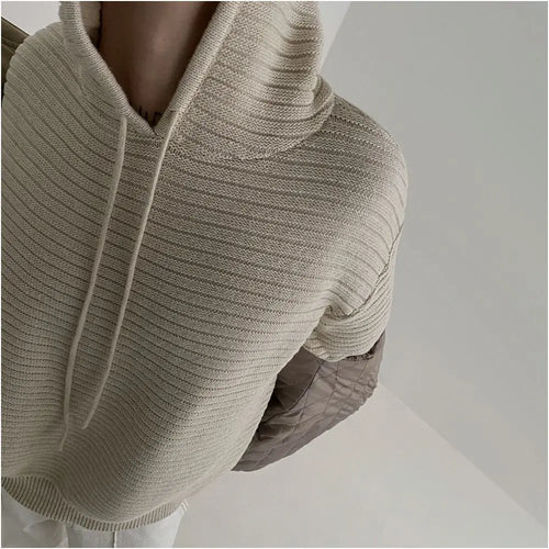HOODED KNIT PULLOVER SWEATSHIRT Mrcyc