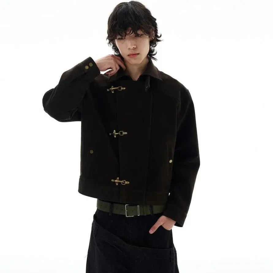 RETRO AIRPLANE BUCKLE SUEDE JACKET