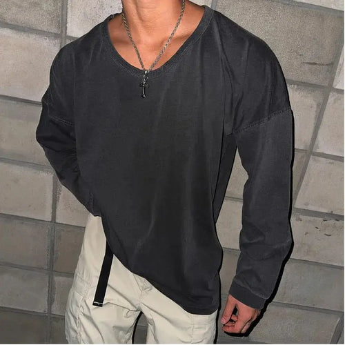 DISTRESSED CREW NECK LONGSLEEVE T SHIRT image 4