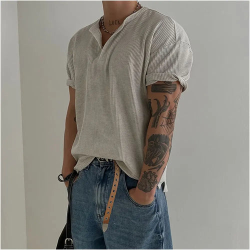 HENRY COLLAR WAFFLE SHORT SLEEVE DAVID&ME