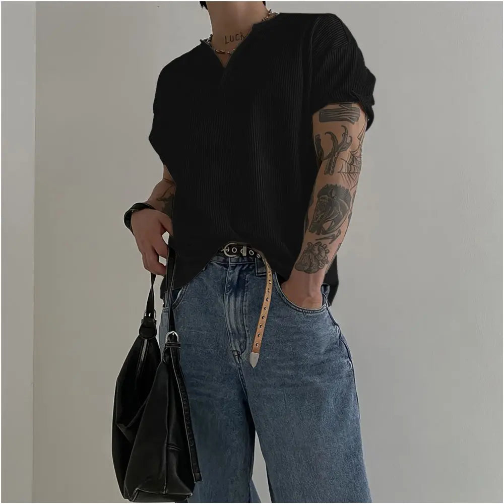 HENRY COLLAR WAFFLE SHORT SLEEVE DAVID&ME