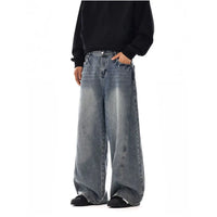 RETRO WASHED WIDE LEG DENIM JEANS