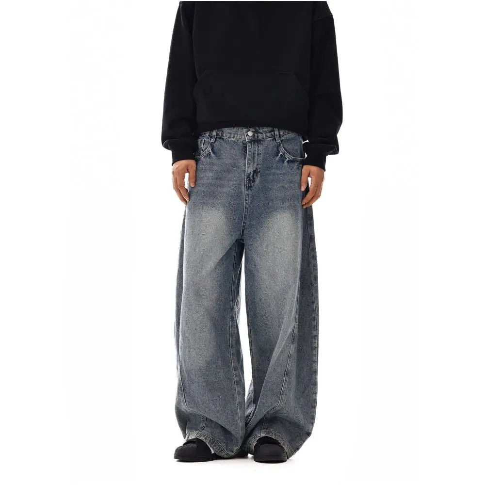 RETRO WASHED WIDE LEG DENIM JEANS image 4