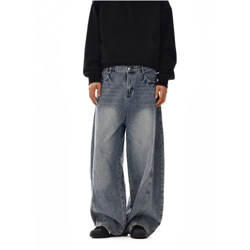 RETRO WASHED WIDE LEG DENIM JEANS image 4