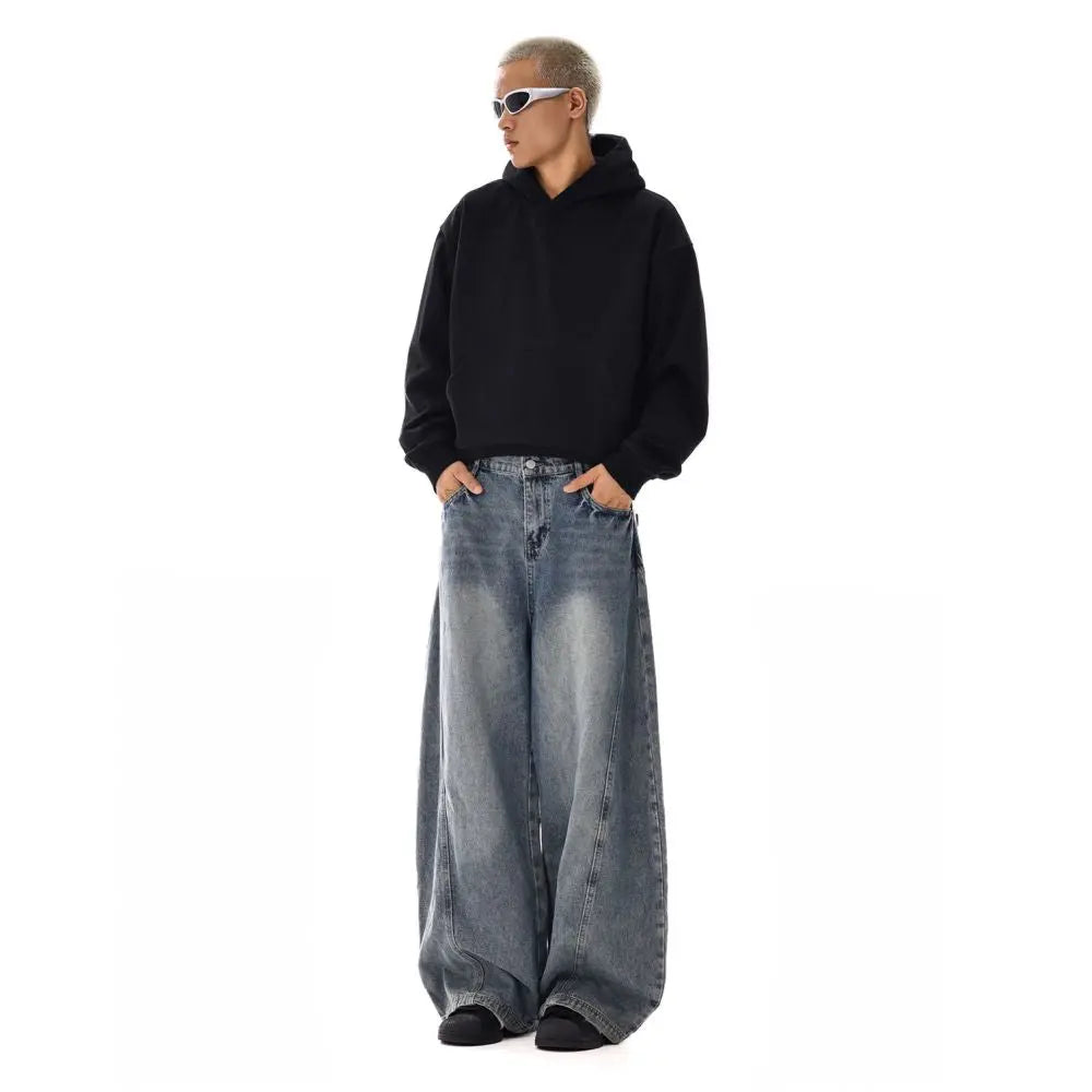 RETRO WASHED WIDE LEG DENIM JEANS image 5