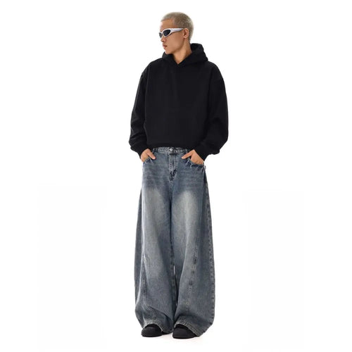 RETRO WASHED WIDE LEG DENIM JEANS image 5