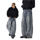 RETRO WASHED WIDE LEG DENIM JEANS 无品牌/无注册商标