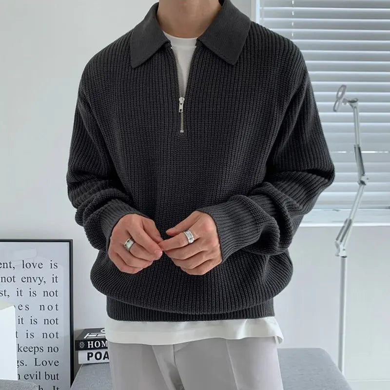 HALF ZIP PULLOVER LONG SLEEVE SWEATER Mrcyc