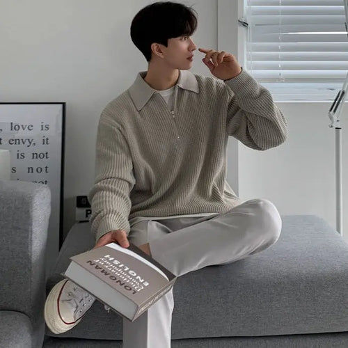 HALF ZIP PULLOVER LONG SLEEVE SWEATER Mrcyc