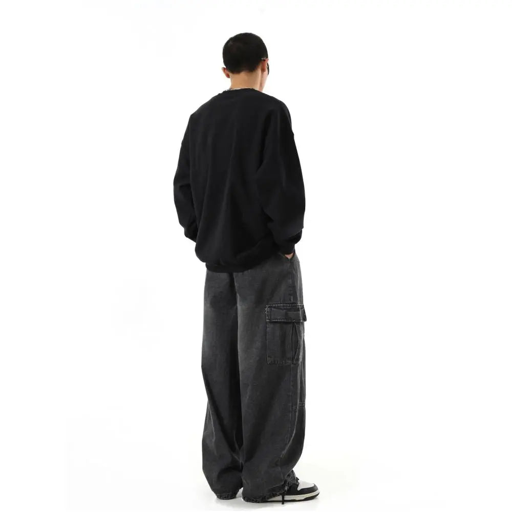 American retro washed high street hip hop style jeans loose casual versatile wide leg cargo pants trendy on Instagram image 5