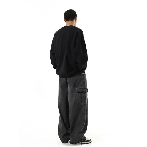 American retro washed high street hip hop style jeans loose casual versatile wide leg cargo pants trendy on Instagram image 5