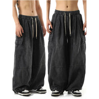 RETRO WASHED WIDE LEG CARGO JEANS