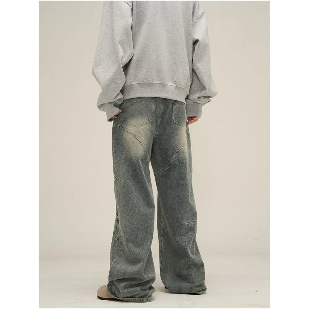 Weilang s store American style tailoring deconstructed design niche jeans for men high end street style cool pants for couples image 5