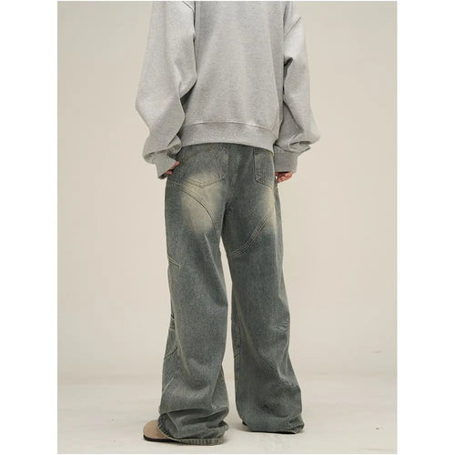 Weilang s store American style tailoring deconstructed design niche jeans for men high end street style cool pants for couples image 5