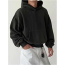 American retro high end fleece lined short heavyweight hooded sweatshirt for men autumn and winter Korean Dongdaemun style thick coat image 4