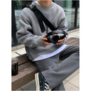 MRCYC Men s Sweater Autumn Winter Korean Style Loose Fit Trendy Lazy Style Solid Color Crew Neck Long Sleeve Pullover Knit Sweater image 2