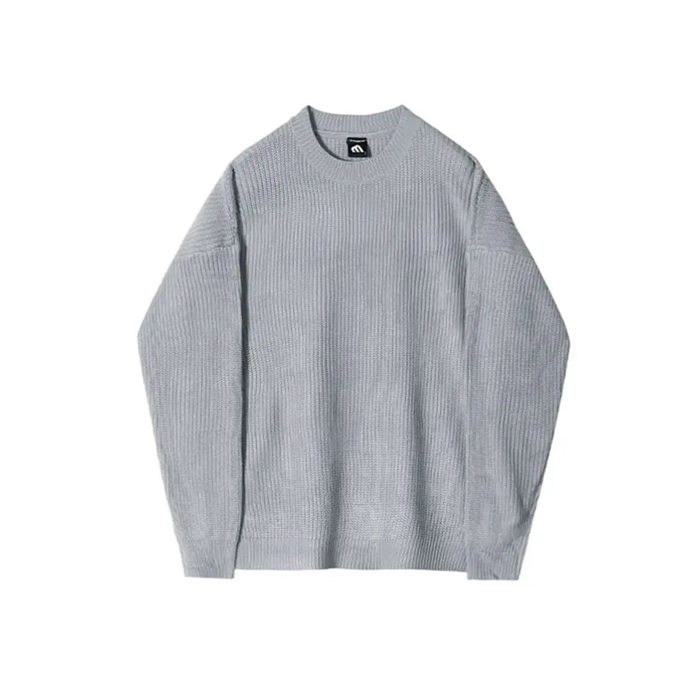 MRCYC Men s Sweater Autumn Winter Korean Style Loose Fit Trendy Lazy Style Solid Color Crew Neck Long Sleeve Pullover Knit Sweater image 5