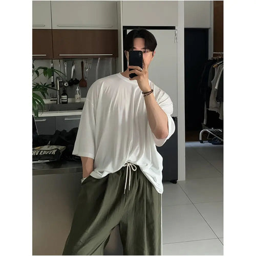Bishe Round Neck Casual Short Sleeve T Shirt Lazy Trendy Summer New Fashionable Versatile Comfortable Cotton Top Thin T Shirt image 4
