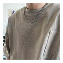 SAZ Original Design Double Layer Titanium Steel Necklace Delicate Men s Style High End Japanese Retro Versatile Trendy Bamboo Chain image 3