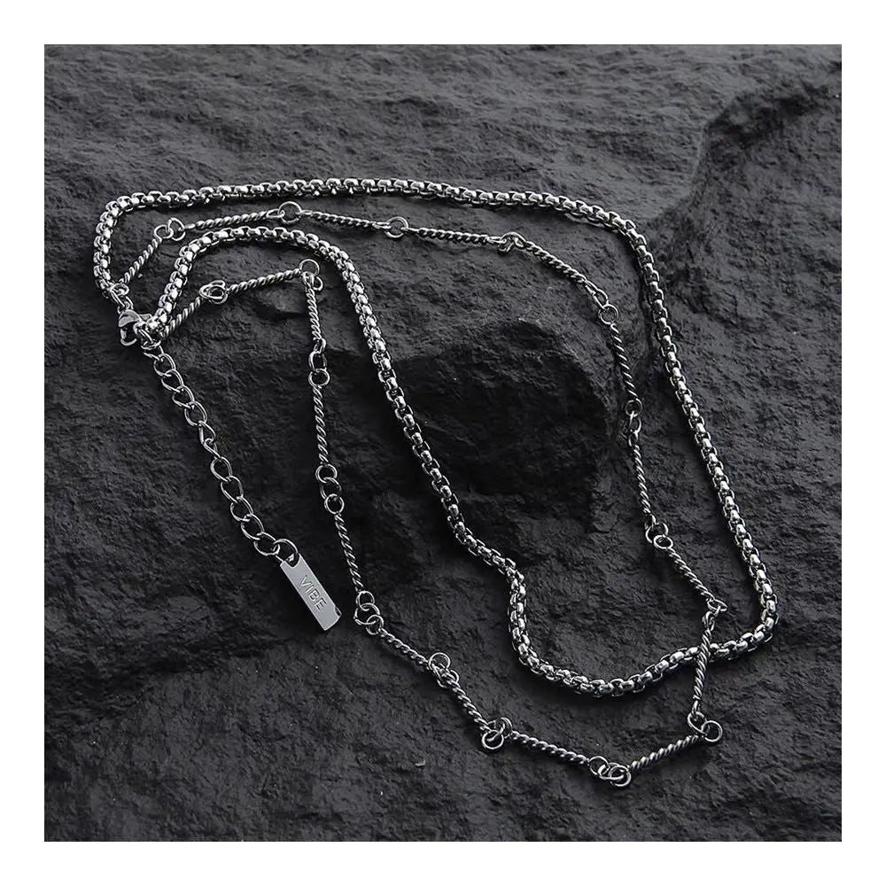 SAZ Original Design Double Layer Titanium Steel Necklace Delicate Men s Style High End Japanese Retro Versatile Trendy Bamboo Chain image 4