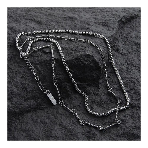 SAZ Original Design Double Layer Titanium Steel Necklace Delicate Men s Style High End Japanese Retro Versatile Trendy Bamboo Chain image 4
