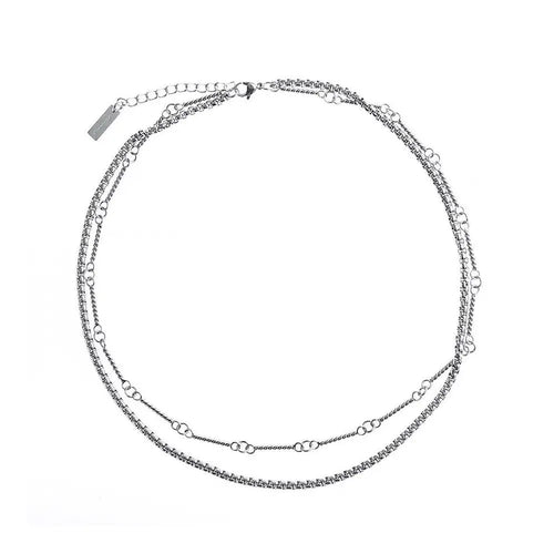 SAZ Original Design Double Layer Titanium Steel Necklace Delicate Men s Style High End Japanese Retro Versatile Trendy Bamboo Chain image 5