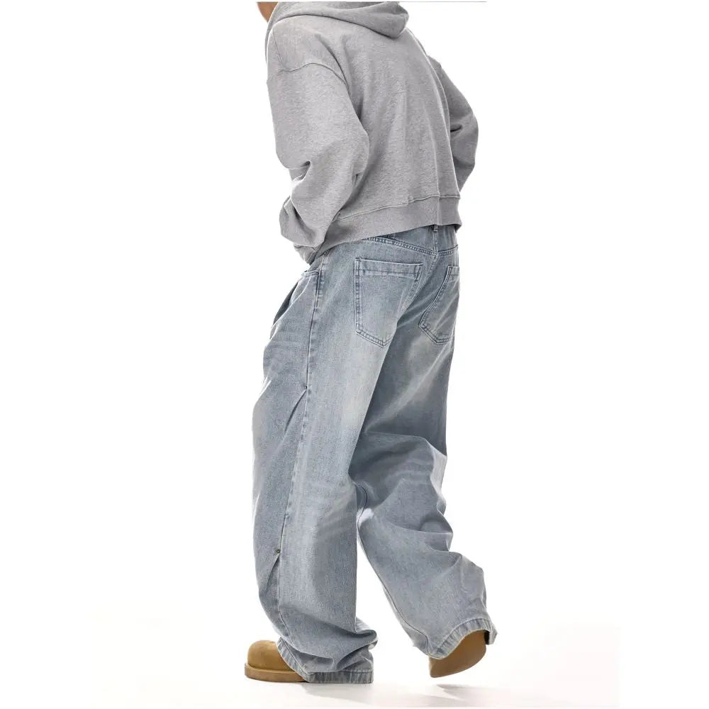 American retro washed cleanfit jeans for men and women spring and autumn couples loose casual straight leg wide leg trousers image 4