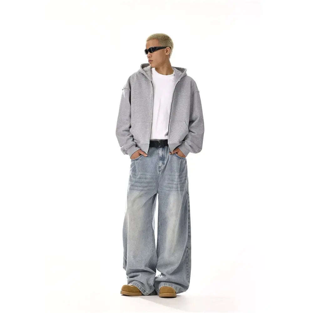 American retro washed cleanfit jeans for men and women spring and autumn couples loose casual straight leg wide leg trousers image 5