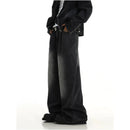 American retro washed denim jeans for men unique design trendy and stylish loose fit versatile straight leg casual wide leg pants image 2