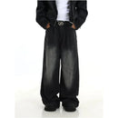 American retro washed denim jeans for men unique design trendy and stylish loose fit versatile straight leg casual wide leg pants image 3