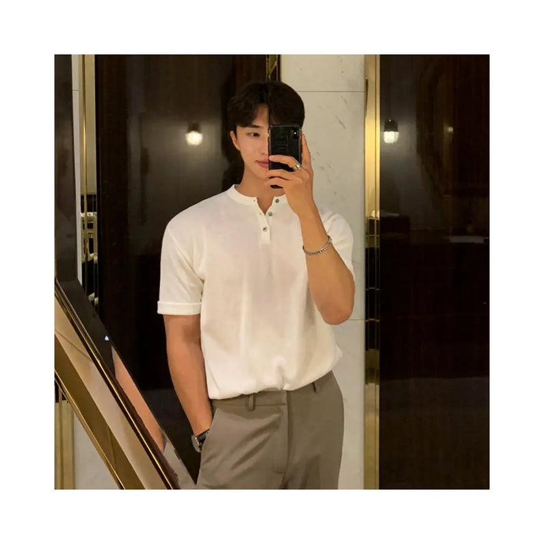 KNITTED SHORT SLEEVE ICE SILK TEE