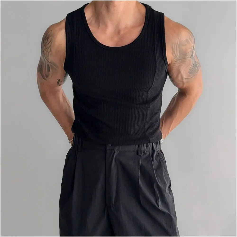 VERTICAL STRIPED RIBBED KNIT VEST