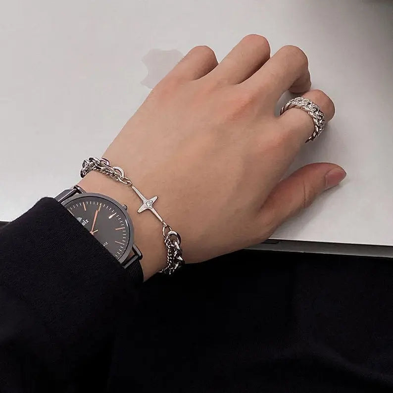 DOUBLE LAYER CROSS DIAMOND BRACELET