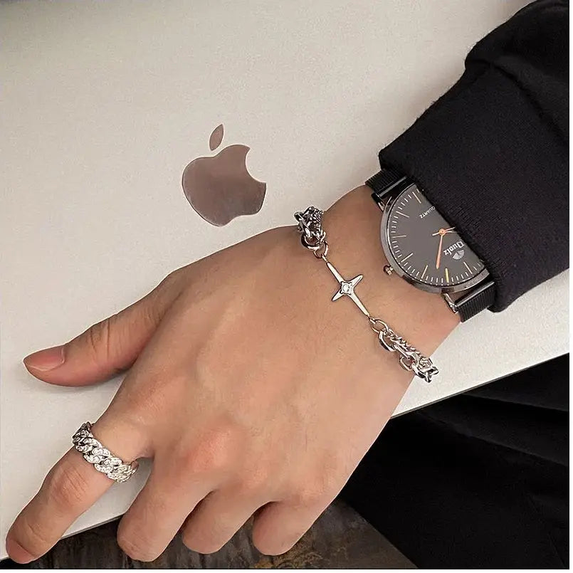 Carmen Light Luxury Cross Diamond Double layer Bracelet Trendy Men Ins Niche Design Hip Hop Simple Versatile Accessories Women image 3