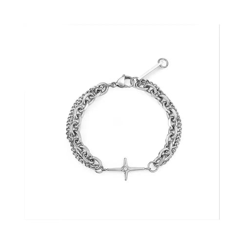 Carmen Light Luxury Cross Diamond Double layer Bracelet Trendy Men Ins Niche Design Hip Hop Simple Versatile Accessories Women image 4