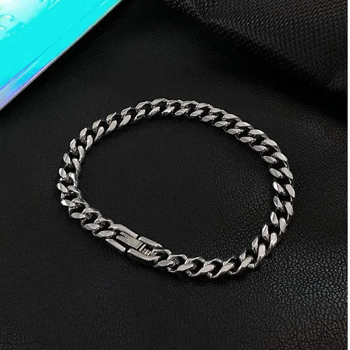 SAZ hip hop Cuban bracelet high end simple cold style ins design niche cool hand jewelry titanium steel does not fade image 3